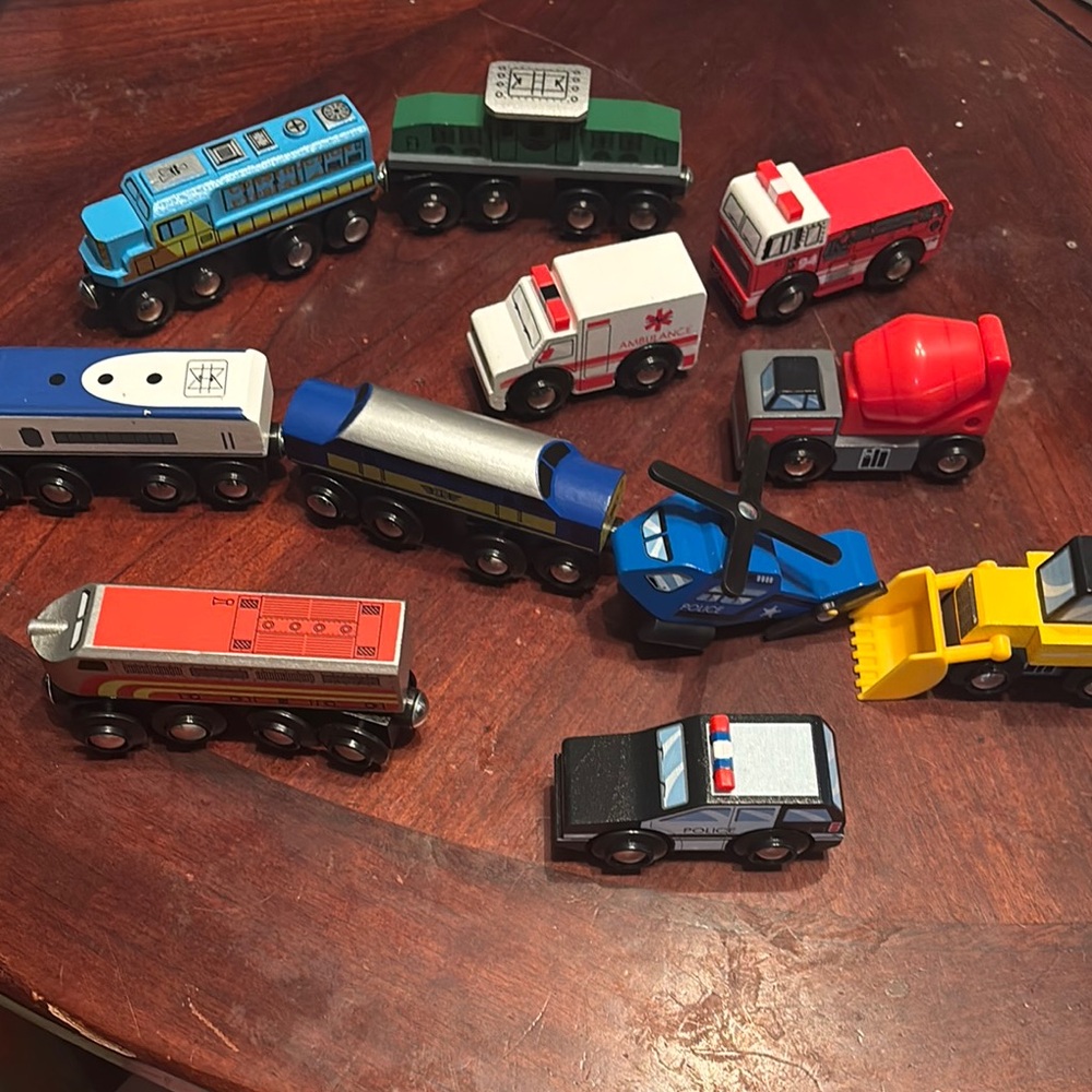 Wooden Toy Vehicle and Magnetic train Set - Multicolor NEW